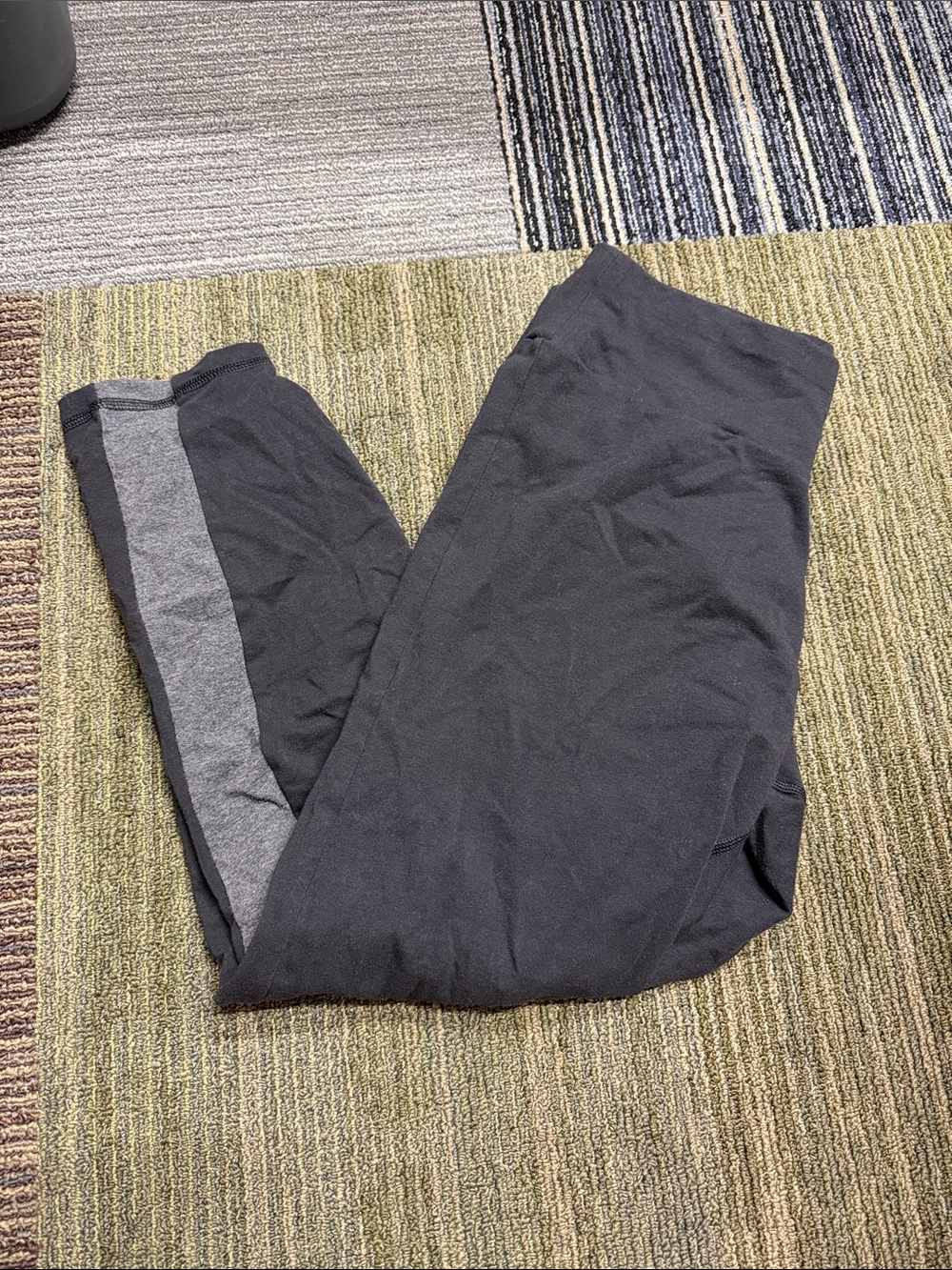 Tommy Hilfiger Black Leggings with Gray and White Side Stripe